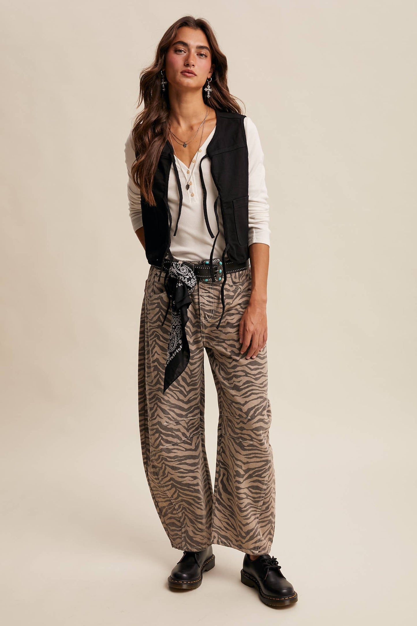 ALEXANDRA- Black Denim Tie Vest