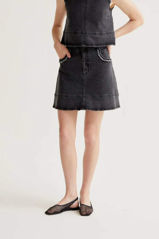 ONYX- Black Denim Skirt