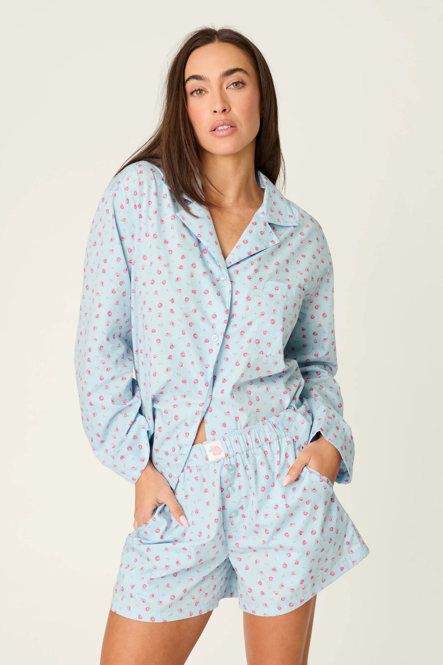 Poplin Rosy Nights Short PJ Set