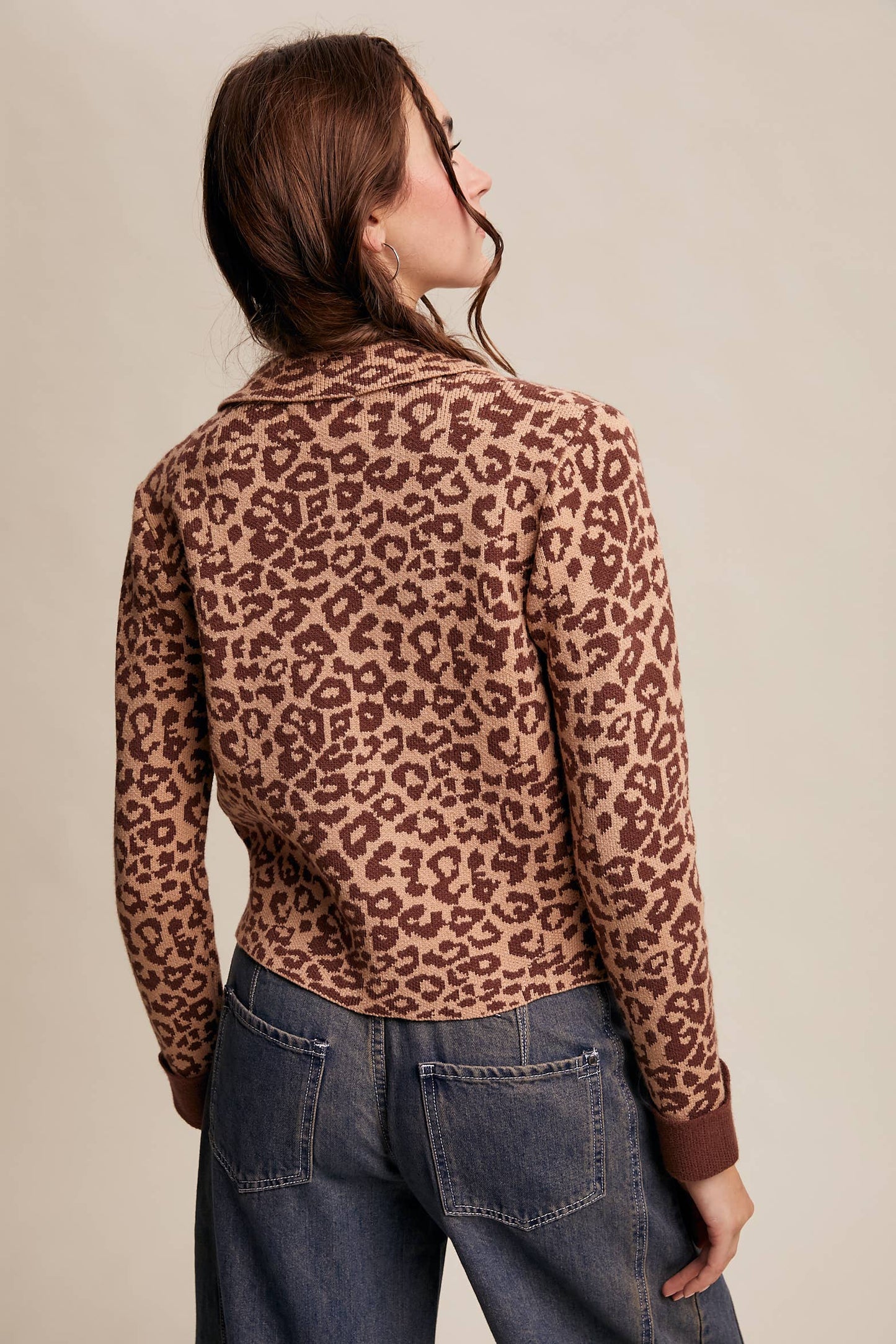 PAMELA: Leopard Knit Button-Up