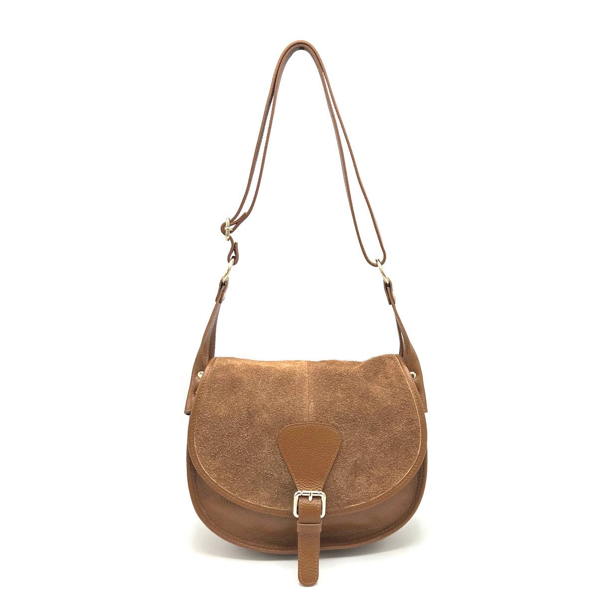 Suede leather saddle bag, Made in Italy