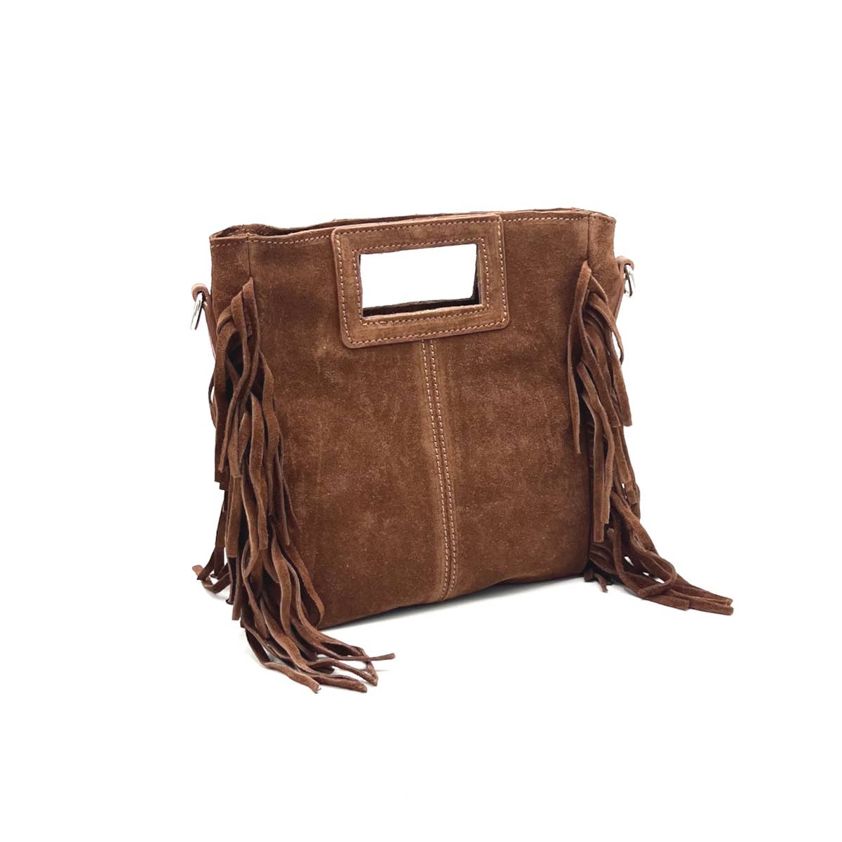Suede fringe handbag, Made in Italy