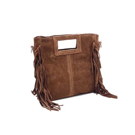 Suede fringe handbag, Made in Italy