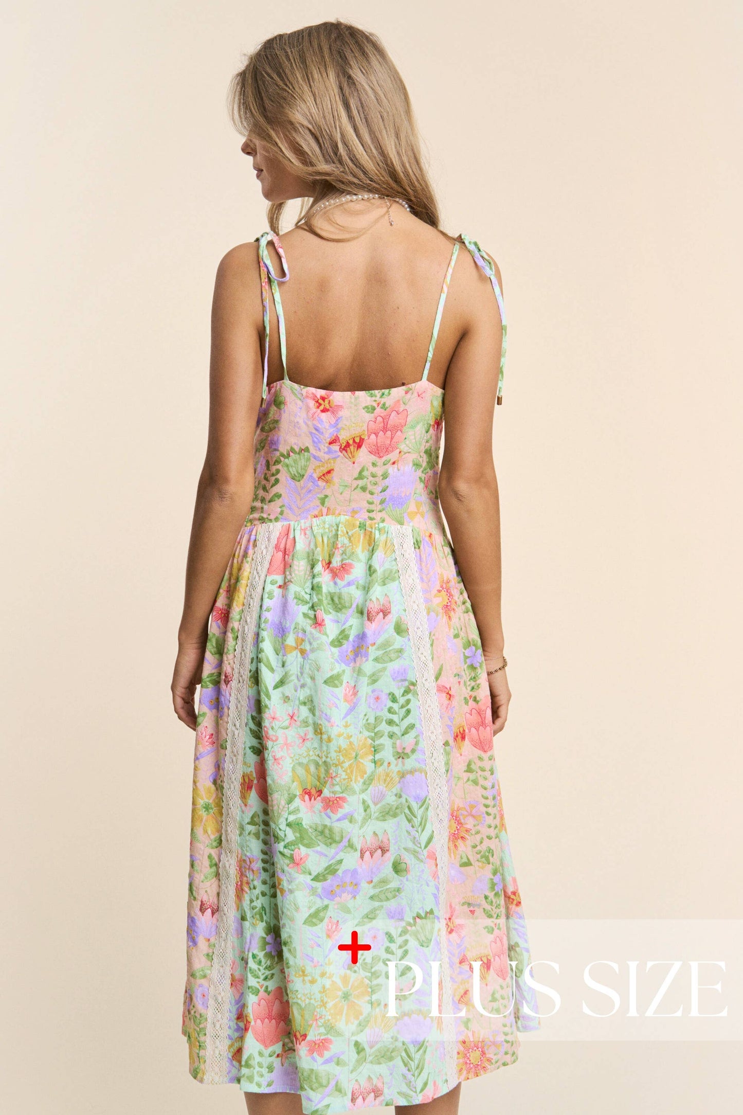 Spaghetti Multicolor Floral Print Midi