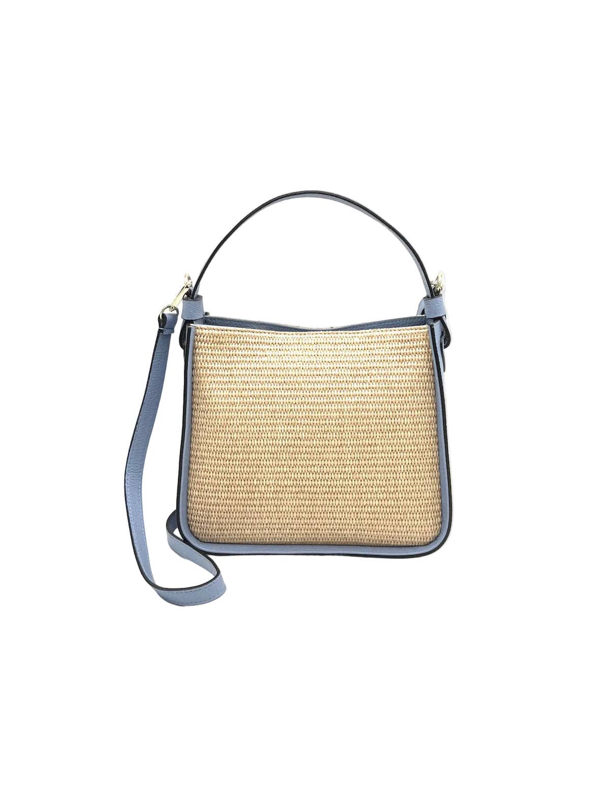 ISABELLA: Leather and Raffia Straw Handbag