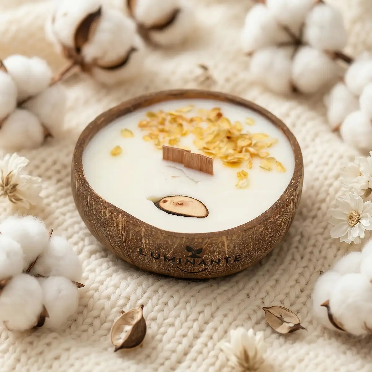 Coconut Candle-Grows into a plant-Cotton Flower