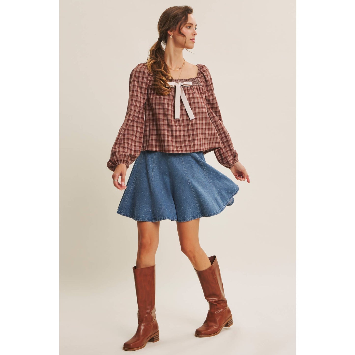 AMY- Denim Flare Mini Skirt