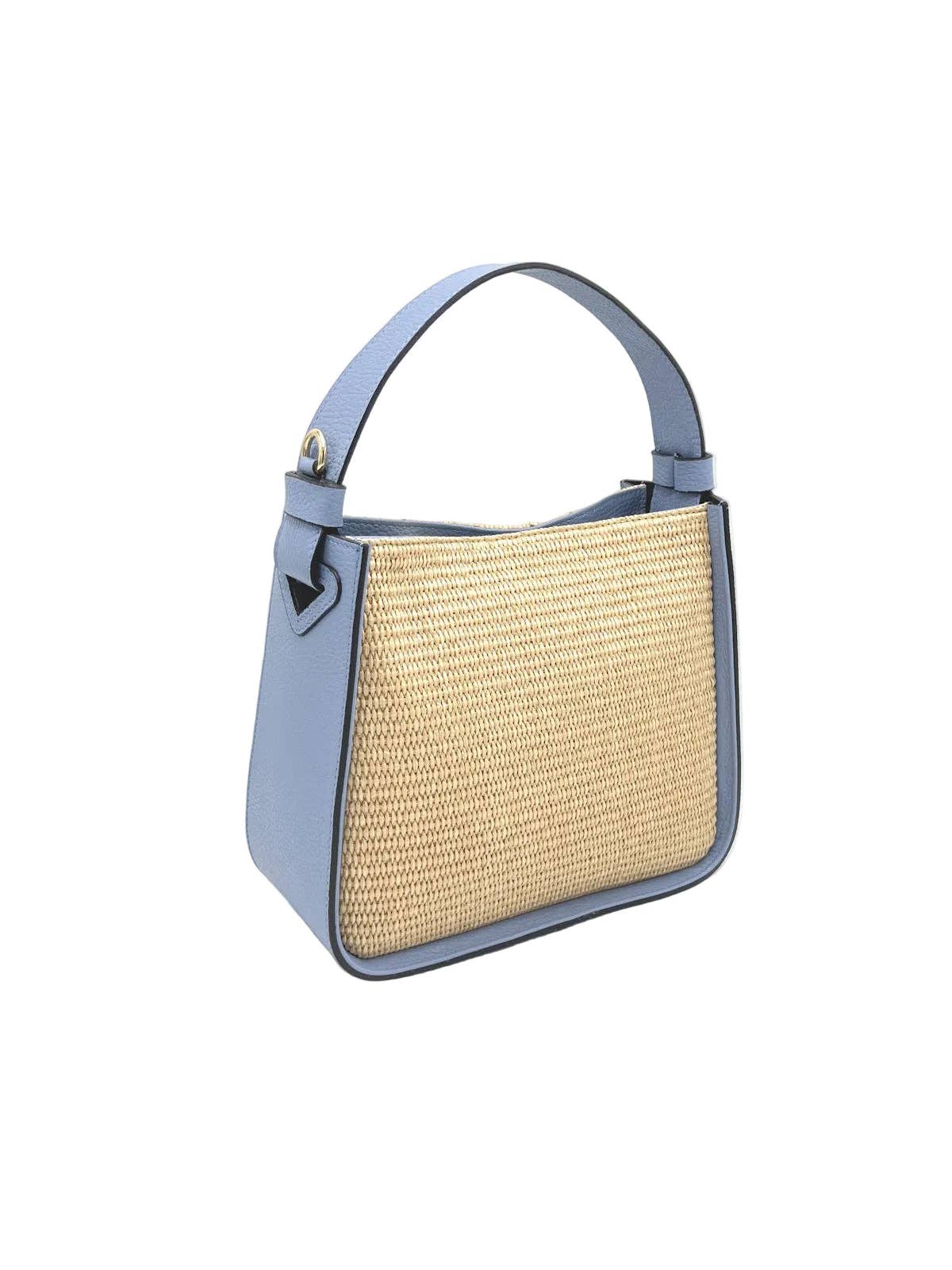 ISABELLA: Leather and Raffia Straw Handbag