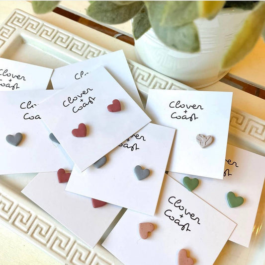 Micro Heart Clay Studs