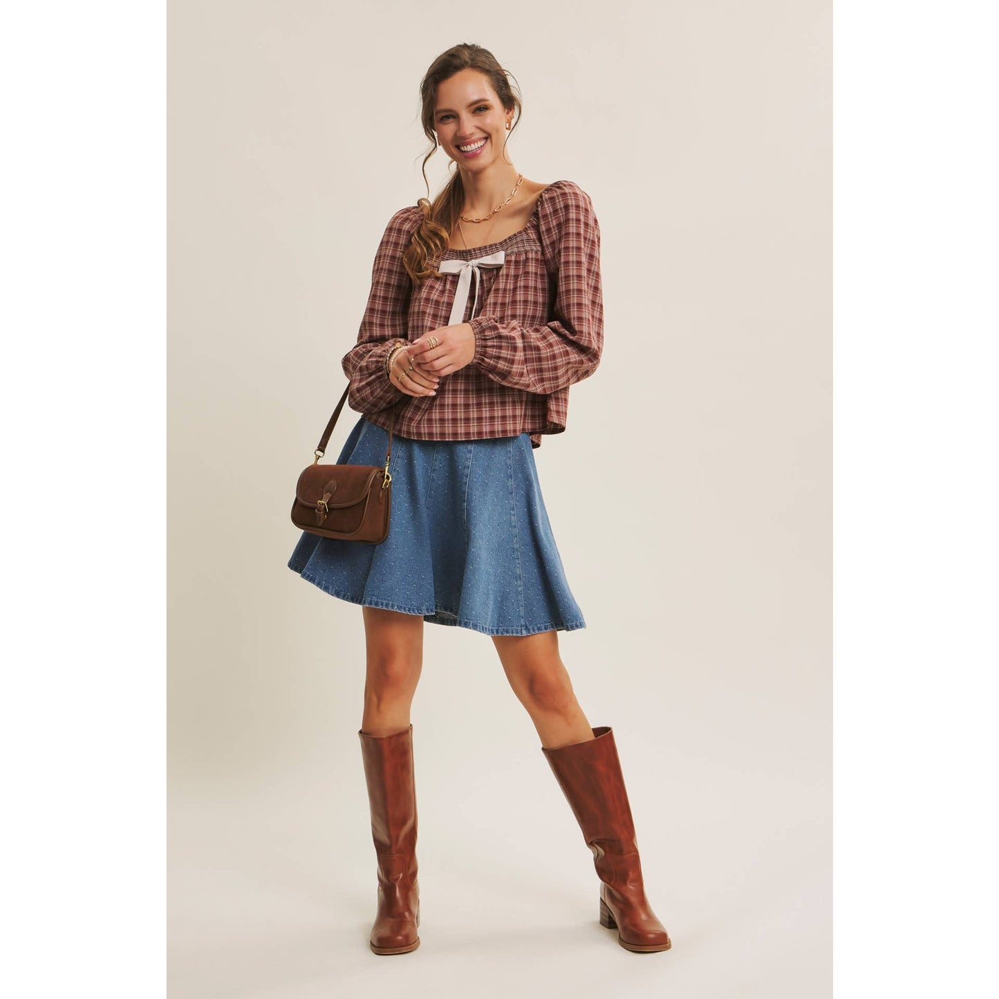 AMY- Denim Flare Mini Skirt