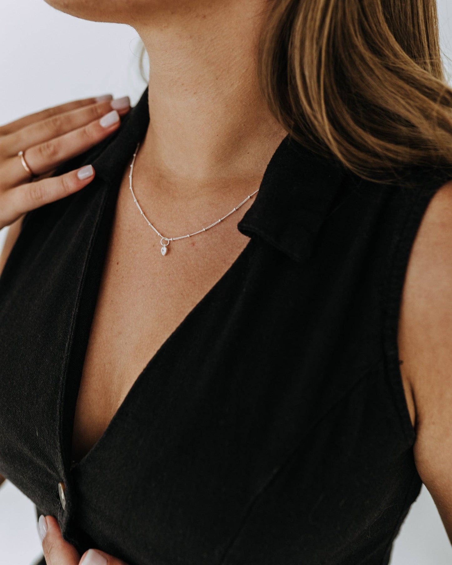 A Little Love Heart & Sterling Silver Satellite Necklace