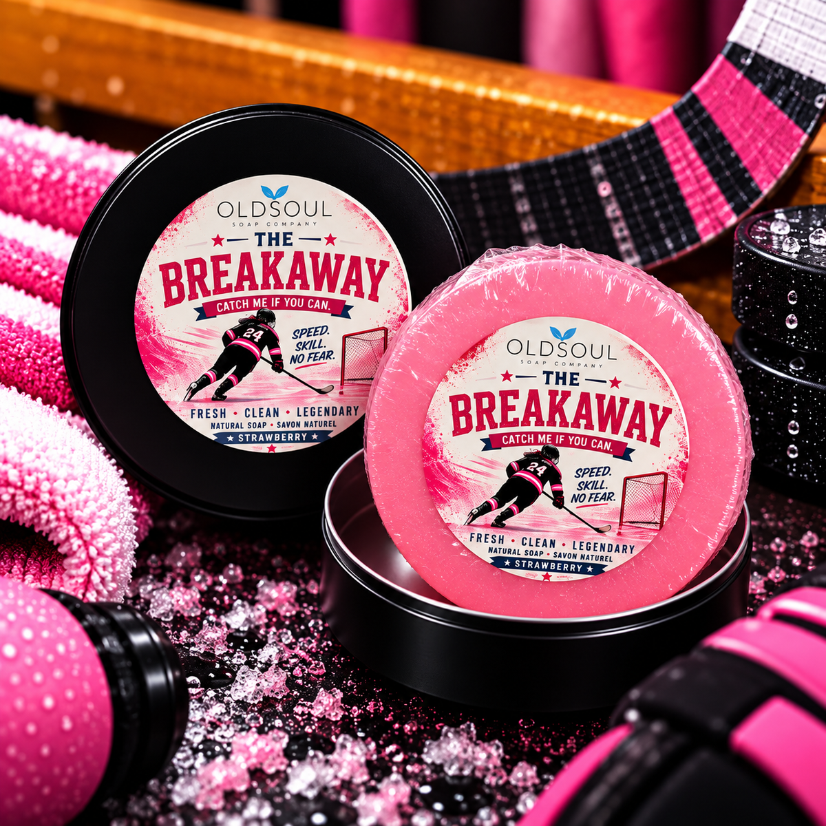 THE BREAKAWAY — Strawberry Hockey Puck Soap + Tin