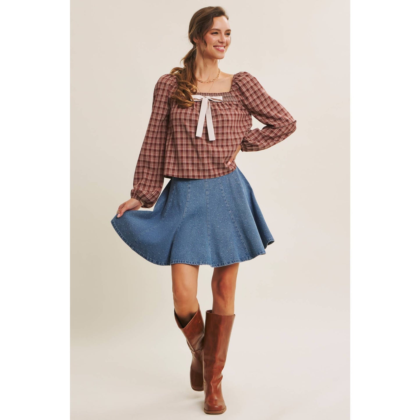 AMY- Denim Flare Mini Skirt