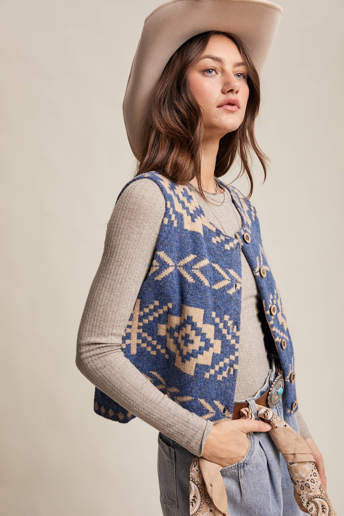 KALEIGH: Southwestern Button Vest