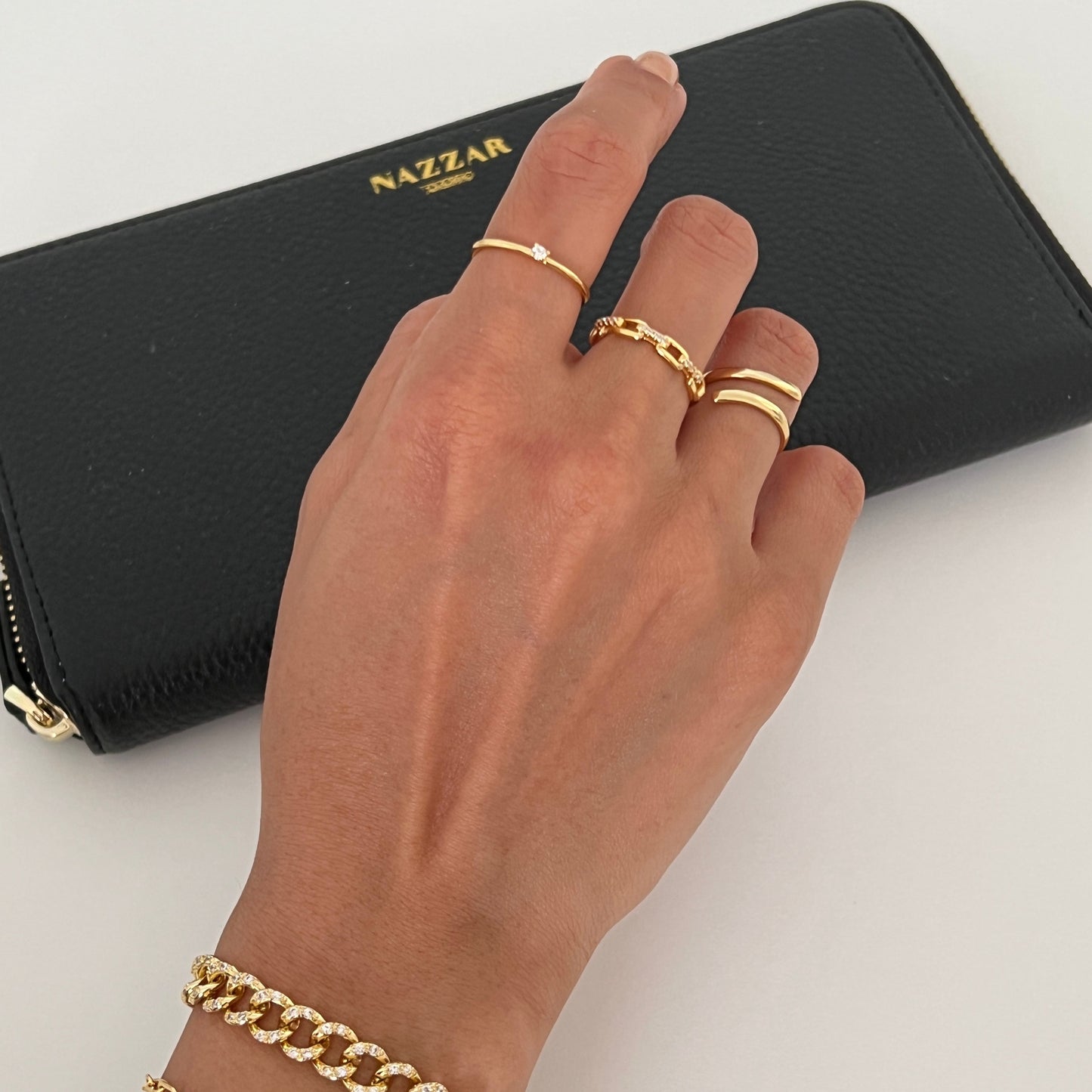 Dainty Zirconia Link Chain Ring