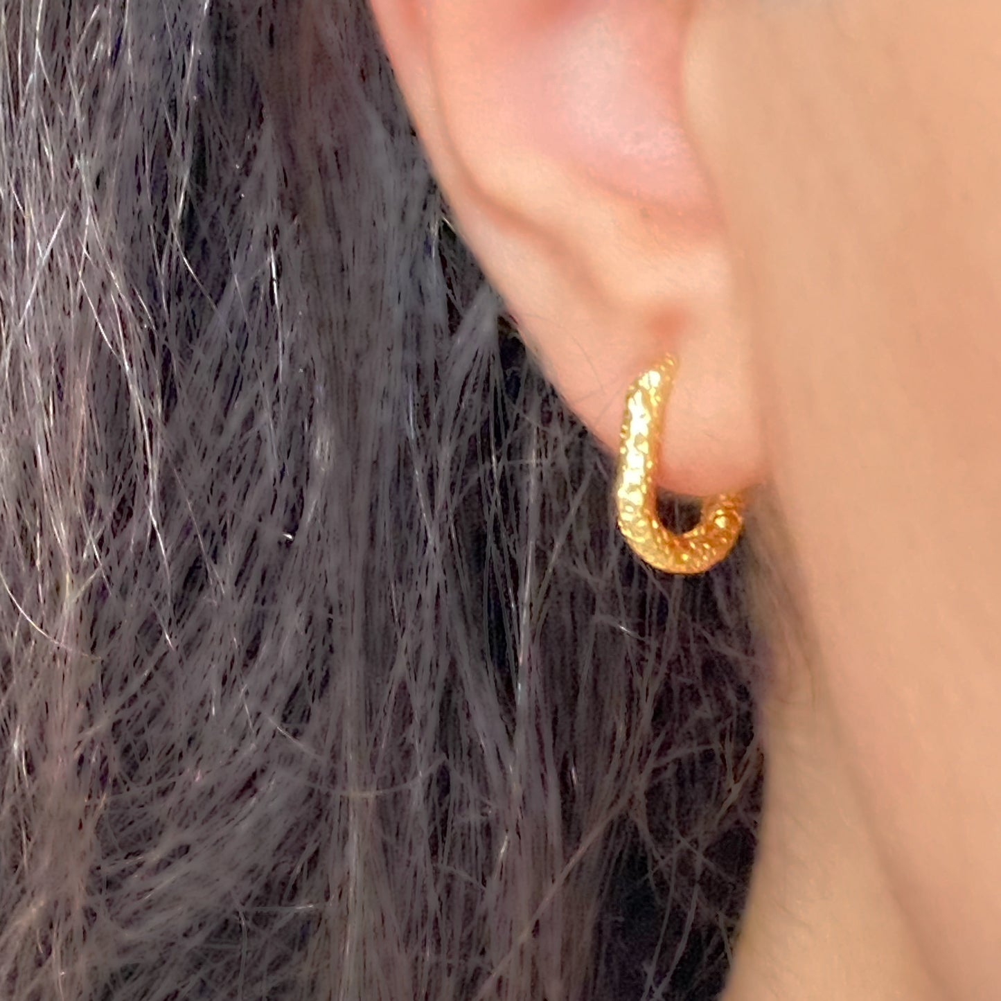 Hammered U Huggie Earrings