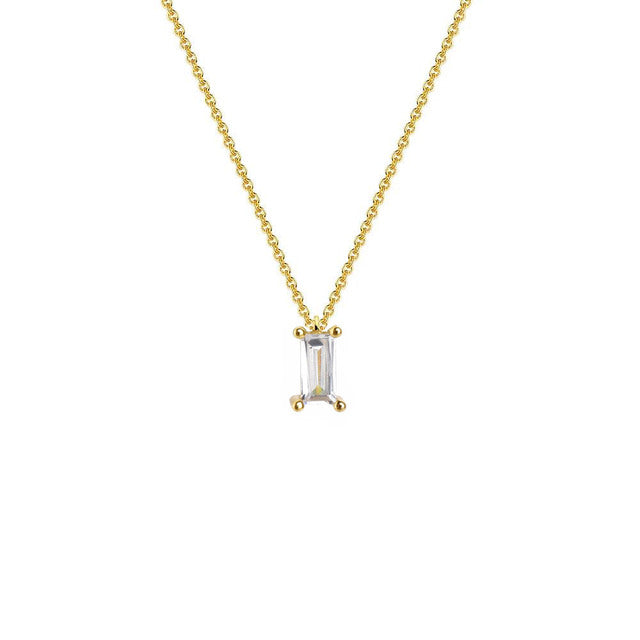 Mini Baguette Cut Pendant gold Necklace