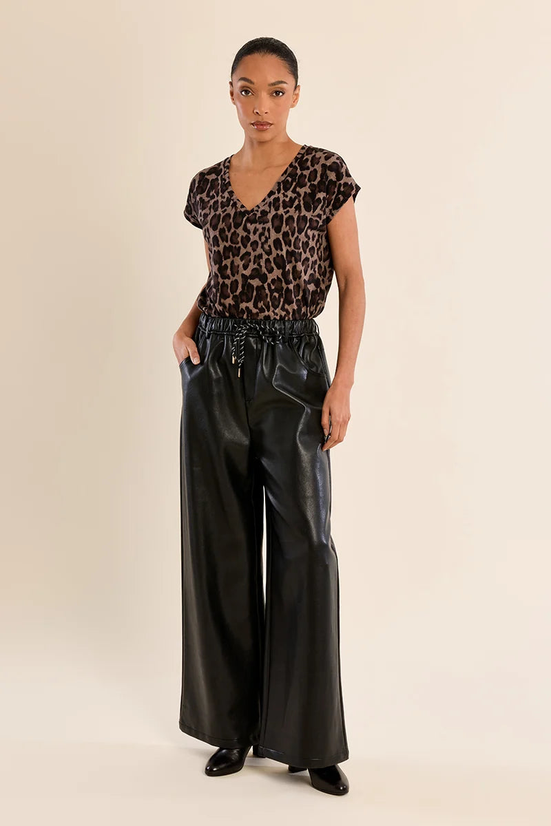 KACEY-Flared Faux Leather Trousers