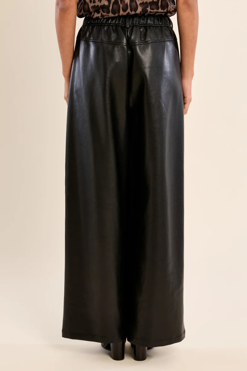 KACEY-Flared Faux Leather Trousers