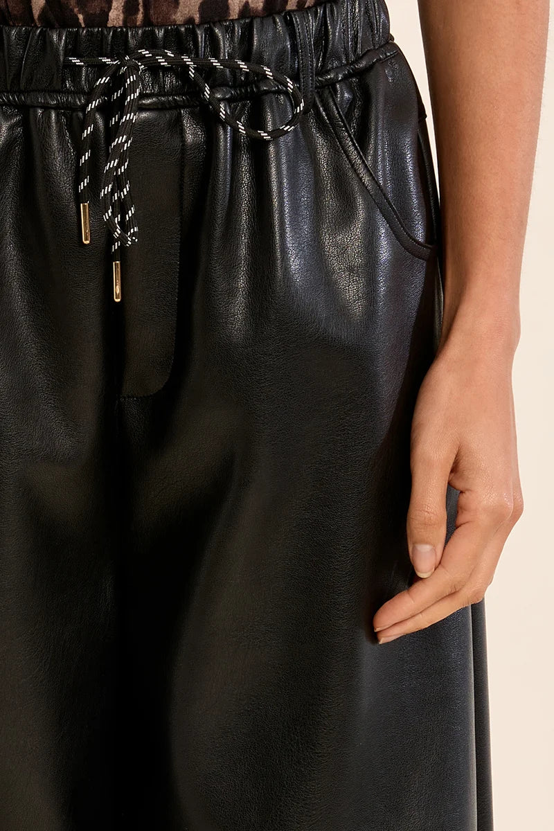 KACEY-Flared Faux Leather Trousers