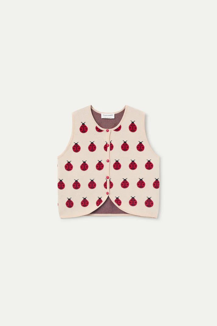 LADYBUG-Red Coccinella print knit top