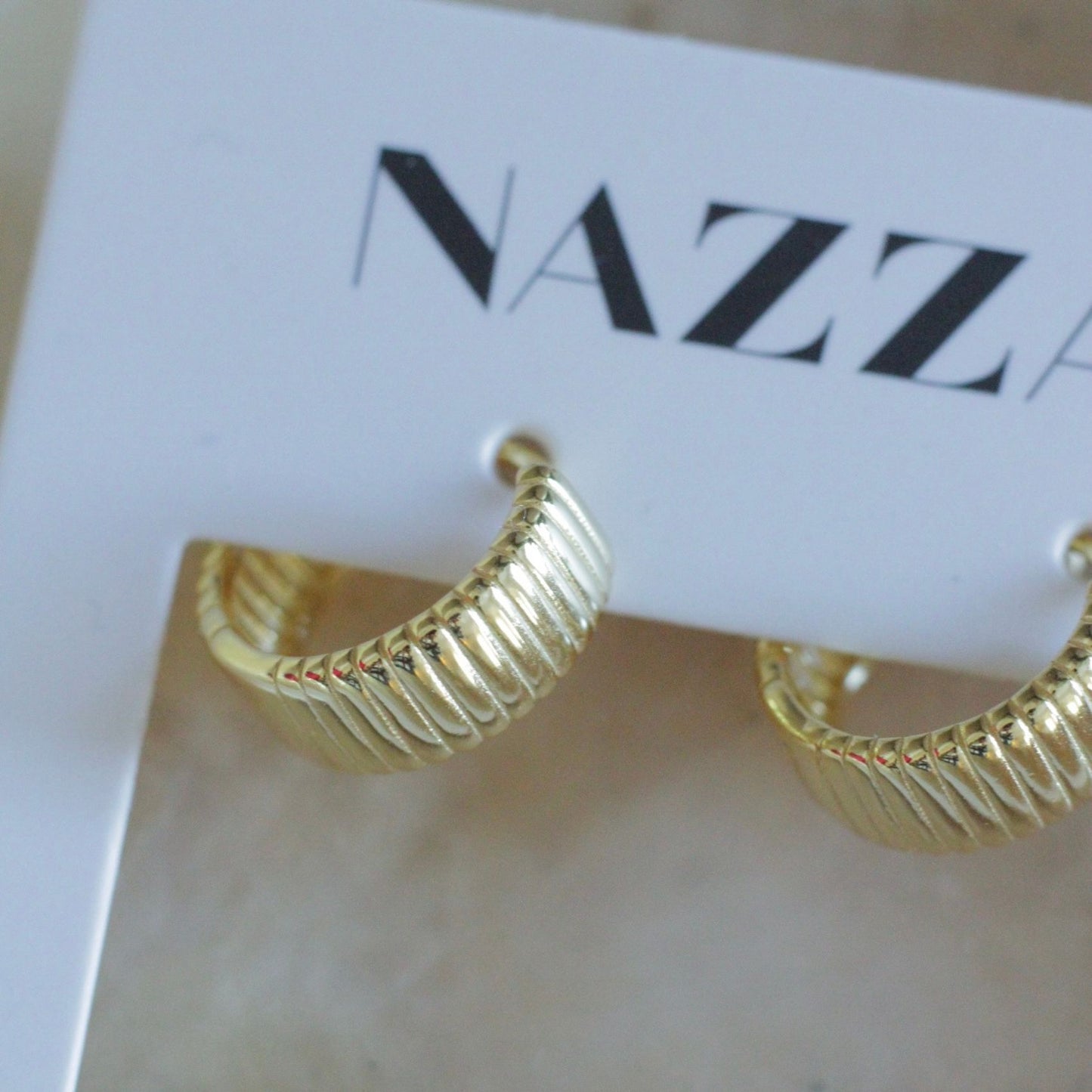 Gold Ribbed Hoop Earrings