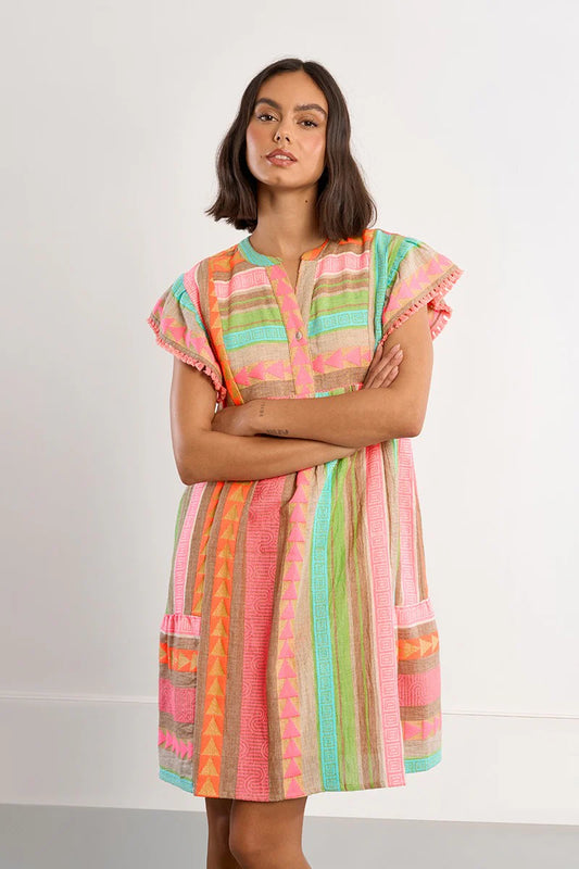 BETSEY: Multicolour Woven Dress