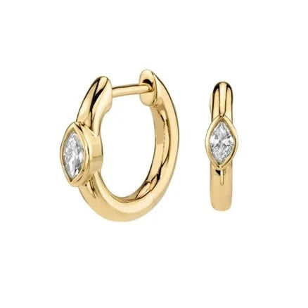 Oval Cut Huggie Hoop Earrings