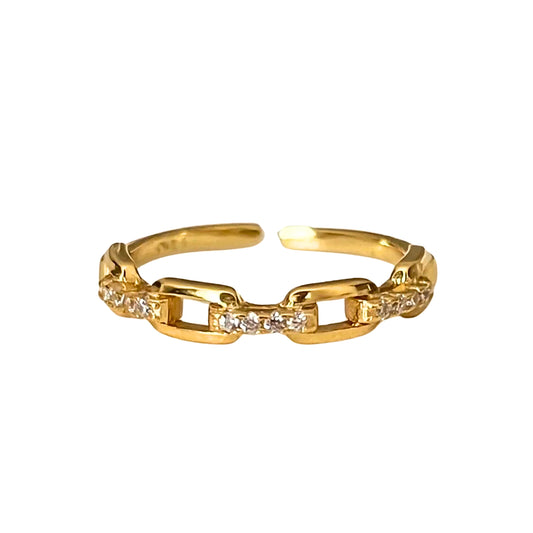 Dainty Zirconia Link Chain Ring