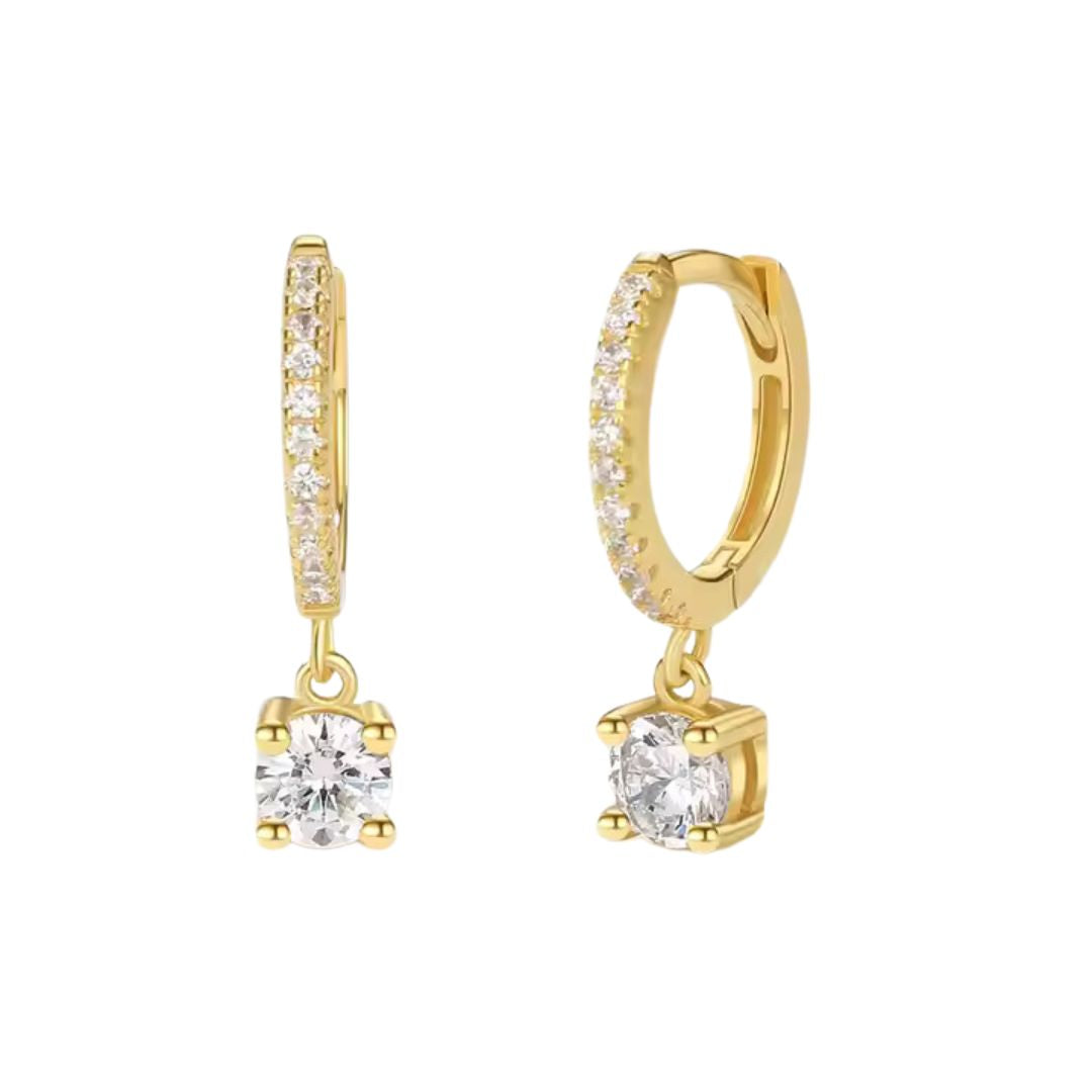 DAINTY ZIRCONIA DROP GOLD EARRINGS