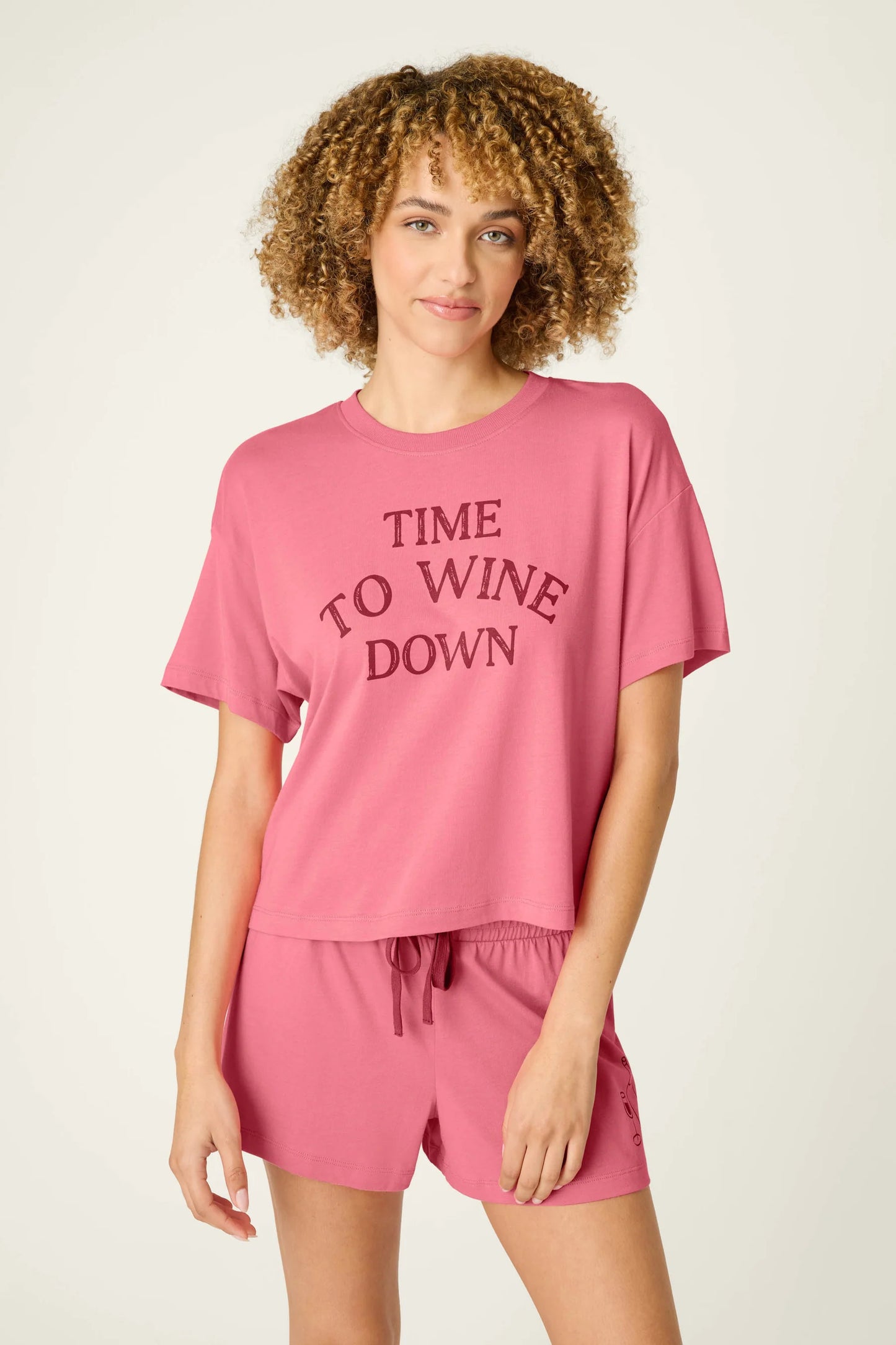 Time to Wine Down Graphic Print Softee Set